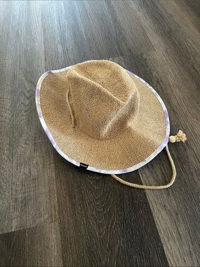 Burton Straw Wide-Brim Sun Hat with Purple Trim